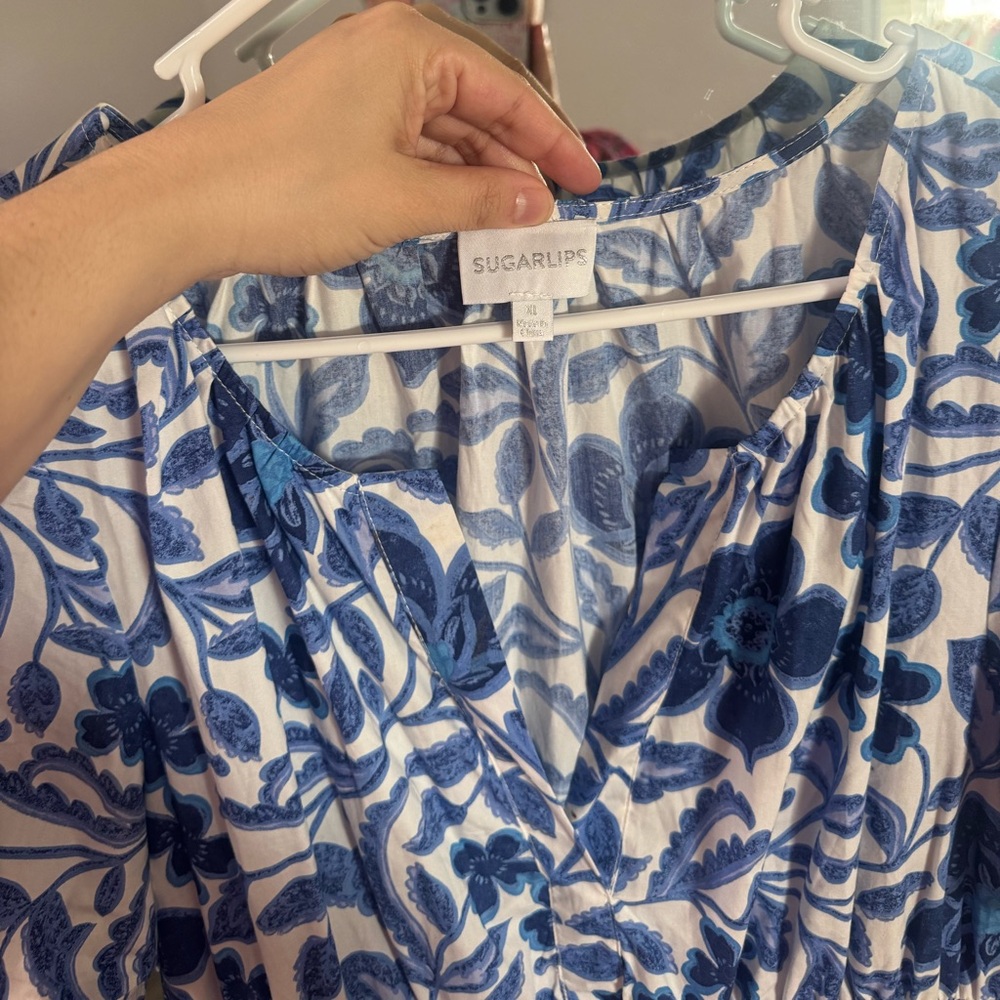 SugarLips Celeste Floral Palmer Poplin Tiered Maxi Dress - Picture 6 of 6